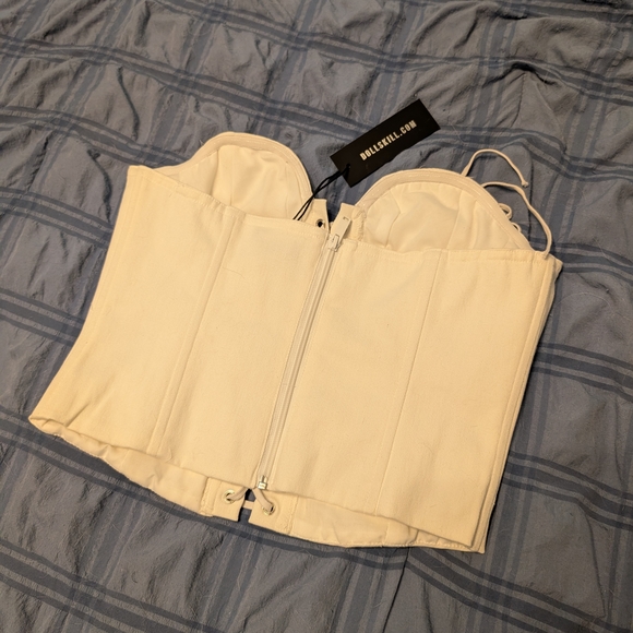 Dolls Kill Generation Kiss Saskia Corset Top White Denim XL - NWT - Picture 2 of 2